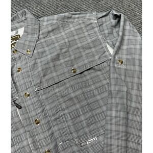 Drake Clothing Company Shirt Mens Large Gray Plaid Vented Fishing Hiking Outdoor